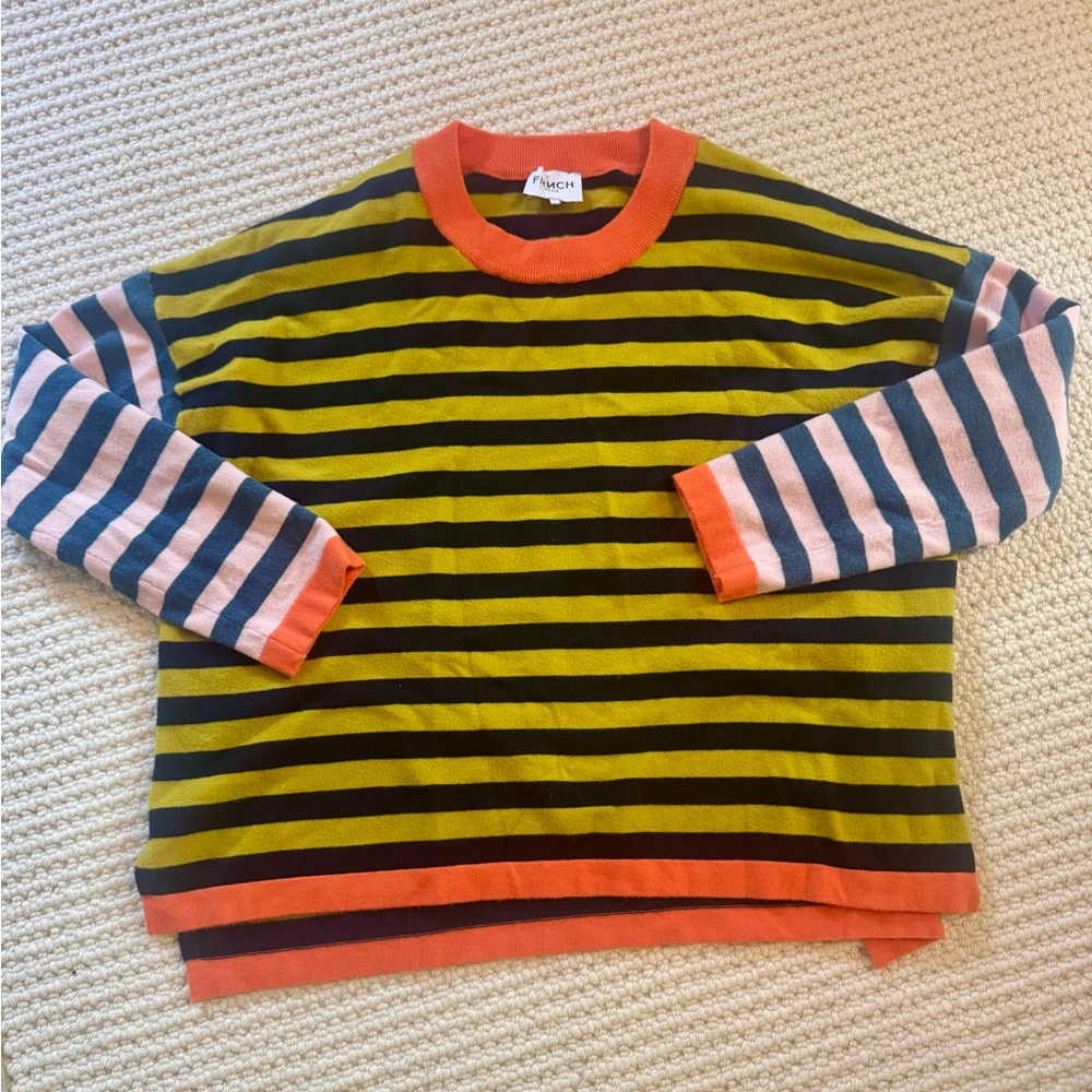 FRNCH Striped Sweater in Yellow, navy, pink, and Orange